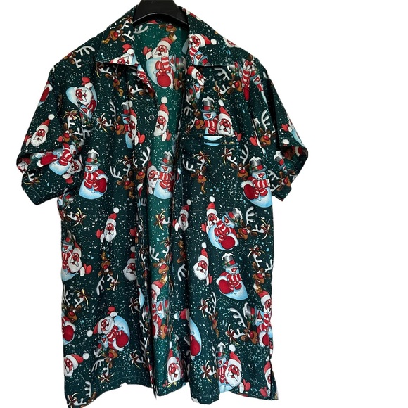Tops - Large Reindeer Santa Christmas Button Up